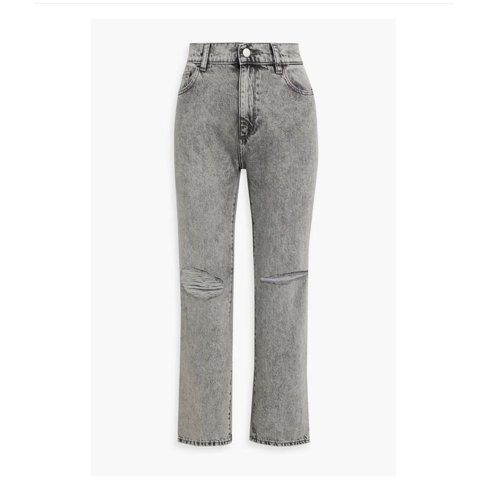 DL1961 Patti Distressed Acid-Wash High-Rise Straight-Leg Jeans Size 23 US 0 - Picture 4 of 4